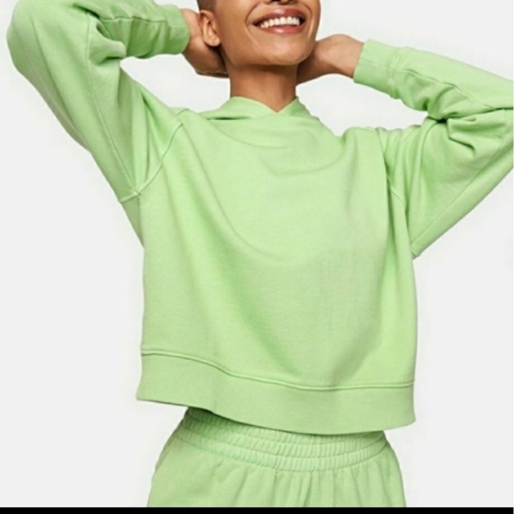 Outdoor Voices Jade Cotton Terry Cropped  Hoodie